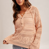 Pink Crochet Hoodie Sweater