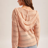 Pink Crochet Hoodie Sweater