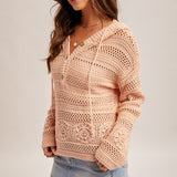 Pink Crochet Hoodie Sweater