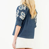 THML Blue  Top with Embroidery