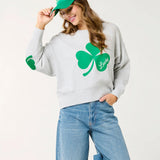 Shamrock "LUCKY" Relaxed Sweatshirt - Grey