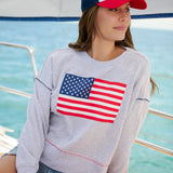 American Flag Relaxed Sweatshirt - Grey