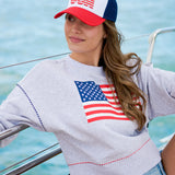 American Flag Relaxed Sweatshirt - Grey