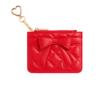 Red Quilted Card Case with Bow - Vegan