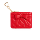 Red Quilted Card Case with Bow - Vegan