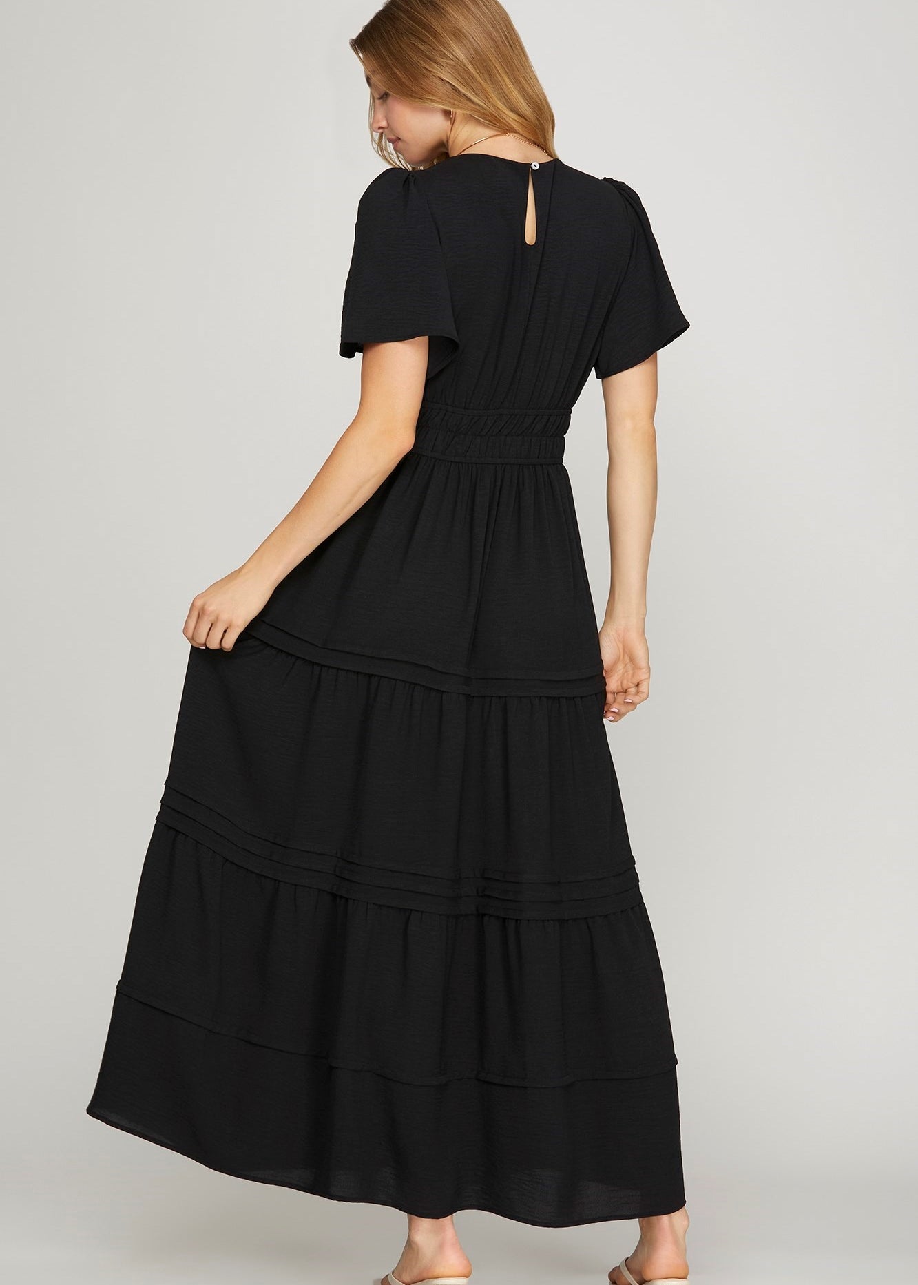Black Midi dress with Elastic waist