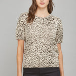 Short sleeve animal print sweater