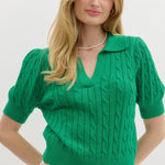 Short sleeved Kelly green sweater