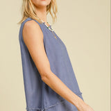 Slate blue woven tank top