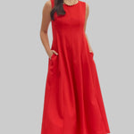 Sleeveless flared red dress