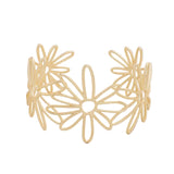 Gold cuff bracelet with daisy design