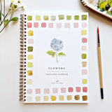 Watercolor workbook titled 'Flowers'