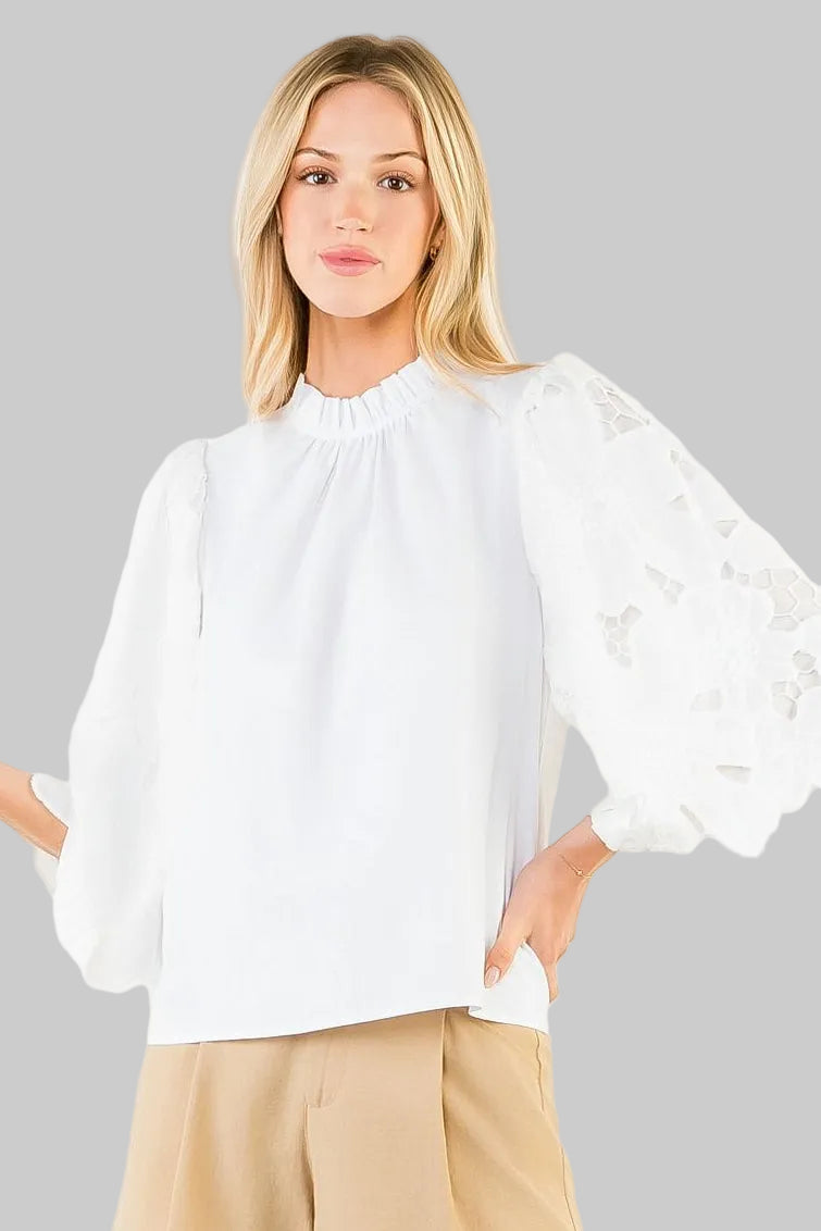 white blouse with eyelet Sleeves