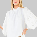 white blouse with eyelet Sleeves
