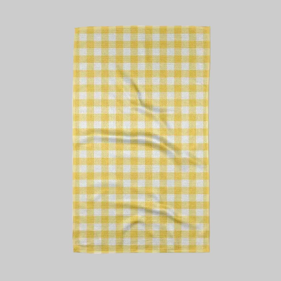 Yellow and white checkered towel