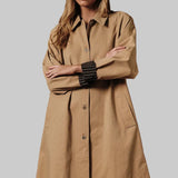 a-line knee length tan trench coat 