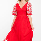 THML Red Stacy Midi Dress